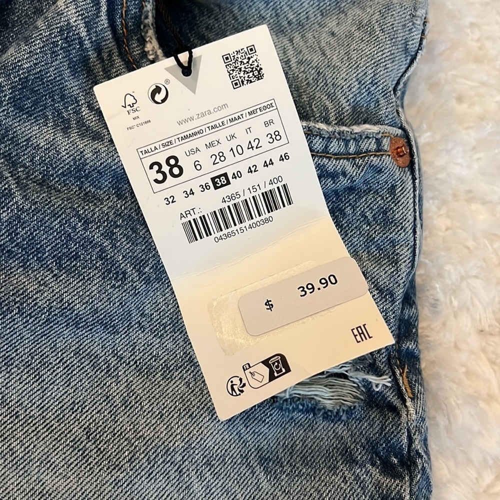 Zara jean shorts, new high-rise Sz 6 - Picture 2 of 4